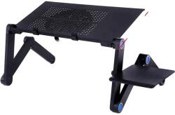  Állítható laptop íróasztal, ergonómiai dizájn, kettős hűtőventilátorok, Ventilátor