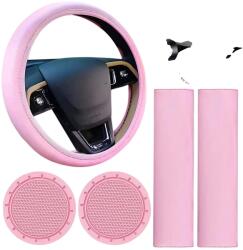  Rózsaszín Bőr Kormányvédő Szett - Univerzális, Autós Kiegészítőkkel