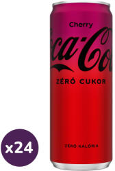 Coca-Cola Zero Cherry cola ízű energiamentes szénsavas üdítőital cseresznye ízesítéssel (24x330 ml)