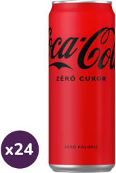 Coca-Cola Zero cukor cola ízű energiamentes szénsavas üdítőital édesítőszerekkel (24x330 ml)