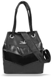 ZELLIA Női Válltáska 24056 Fekete - Rombus-Lakk - (ZLK-24056-44395919)