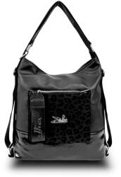 ZELLIA Női Válltáska/Hátizsáká Alakítható 19010 Fekete - Párduc Minta - (ZLK-19010-85370128)
