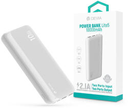 DEVIA Kintone Series Lite 5 - 2xUSB + Type-C + microUSB - powerbank - 10.000 mAh - fehér (ST125643)