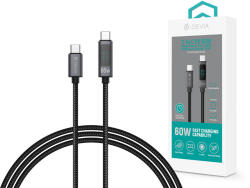 DEVIA Extreme Speed Series 60W PD Type-C/Type-C kijelzős adat- és töltőkábel 1.2m - fekete (ST120747)