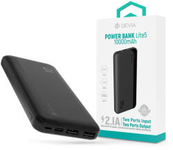 DEVIA Kintone Series Lite 5 - 2xUSB + Type-C + microUSB - powerbank - 10.000 mAh - fekete (ST125636)