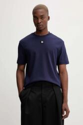 HUGO pamut póló barna, sima, 50505201 - sötétkék XL