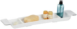Relaxdays Kihúzható fürdőkád polc fehér műanyag 10048027