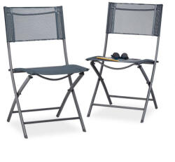 Relaxdays Easy kerti szék összecsukható szürke 2 db-os szett 10020944