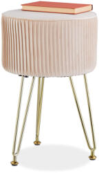 Relaxdays Grace Bársony zsámoly fém lábakkal bézs-arany 10049947_127