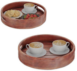 Relaxdays Mangófa tálaló tálca 36cm és 29cm 2 db-os szett 10050109