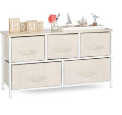 Relaxdays Modern 5 fiókos tárolószekrény bézs E 10023325_493