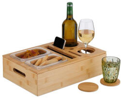 Relaxdays Bambusz tálca harapnivalók és italok tárolására 10049432