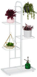 Relaxdays Fém virágtartó 5 szintes fehér 96, 5x44x22 cm 10047178