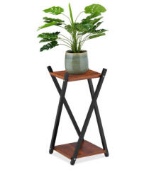 Relaxdays X-lábú virágtartó barna-fekete 57x29x29 cm 10038783_746