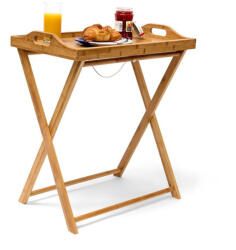 Relaxdays Összecsukható asztal táclával bambusz 63, 5 cm 10019136