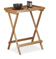 Relaxdays Bambusz összecsukható Tálcaasztal natúr 66x50x38, 5 cm 10020266