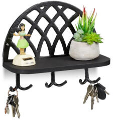Relaxdays Vintage akasztó polccal fekete 23x27x12 cm 10028987_46