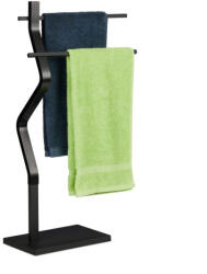 Relaxdays Törülközőtartó hajlított stílusban fekete 85x43, 5x20 cm 10046876