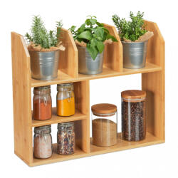 Relaxdays Bambusz fűszertartó polc 6 rekeszes 10032141
