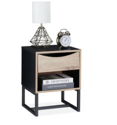 Relaxdays Rusztikus éjjeliszekrény fekete 10030571