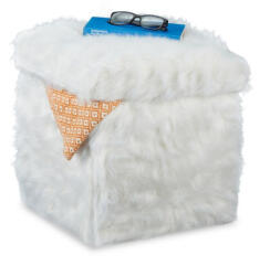 Relaxdays Fehér Prémes kocka ülőke levehető fedéllel 39x38x38 cm 10028585