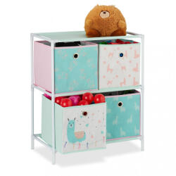 Relaxdays Láma mintás gyerekpolc 4 dobozos játéktároló 10028891_4