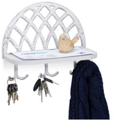 Relaxdays Vintage akasztó polccal fehér-fekete 23x27x12 cm 10028987_49