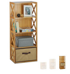 Relaxdays Bambusz tárolószekrény kosárral 4 polcos 10020273_4