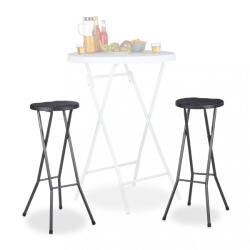 Relaxdays BASTIAN összecsukható kerti bárszék 2 db-os szett fekete 10020763_sw