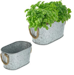 Relaxdays Ovális virágcserép cink 2 db-os szett 10037391