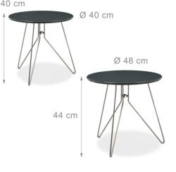 Relaxdays Dohányzóasztal fém lábbal 2 db-os szett 10020364