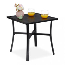 Relaxdays Kis kerti asztal erkélyasztal matt fekete acél 46x46x46 cm 10030993