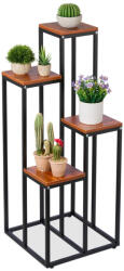 Relaxdays Modern lépcsős virágtartó 4 polccal barna-fekete 100x40x40 cm 10038796_746