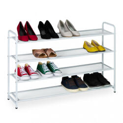 Relaxdays Fém cipőtartó 16 pár cipő számára 4 polcos 65x100x25, 5 cm 10047206