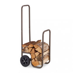 Relaxdays Barna tűzifa szállítókocsi gumi kerekekkel 109, 5x41x45 cm 10047319