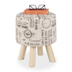 Relaxdays Coffee Words mintás kerek lábtartó puff 38x32 cm 10038535