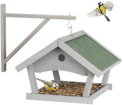 Relaxdays Falra szerelhető madáretető szürke-zöld tetővel 10038395