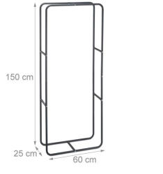 Relaxdays Fém tűzifa tároló 25x60x150 cm antracit 10026018_950