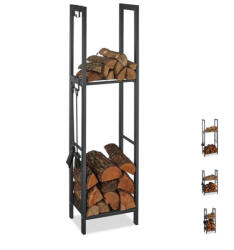 Relaxdays Tűzifa tároló 2 polccal 30x40x150 cm antracit 10026017_945