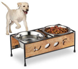 Relaxdays Woof etetőállomás kutyák számára magnófa berakással 10046601