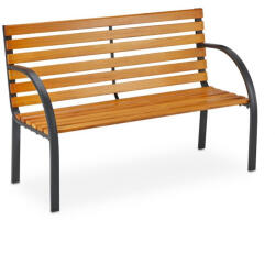 Relaxdays Kerti pad 2 személyes fa és fém natúr fekete 84x122x60 cm 10036067