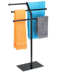 Relaxdays Szabadon álló törölközőtartó fekete 87 x 50, 5 x 20, 5 cm 10037442