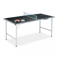 Relaxdays Mini összecsukható beltéri ping-pong asztal tartozékokkal fekete 70x70x150 cm 10039453