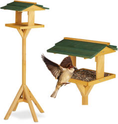 Relaxdays Madáretető ház állvánnyal natúr-zöld 117x34x36 cm 10026060