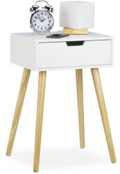 Relaxdays Fehér-natúr éjjeliszekrény fiókkal 10026496