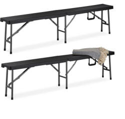 Relaxdays Sörpad 2 db-os szett összecsukható fekete 43 x 179 x 24, 5 cm 10030601