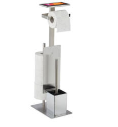 Relaxdays WC papírtartó szett rozsdamentes acélból ezüst - fekete 69x25x18 cm 10037437