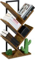 Relaxdays Modern könyvespolc 4 rekeszes barna-fekete 10050642_1509