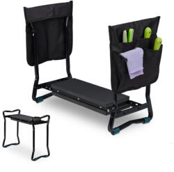 Relaxdays Kerti térdelő pad összecsukható fekete 10032593