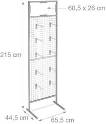 Relaxdays Perforált fém bemutató állvány 20 akasztóval 10048963